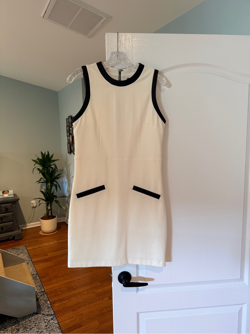 Express Cream Mini Dress with Black Trim